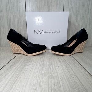 Neiman Marcus Black Suede Wedges Heel